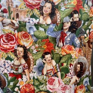 Handmade Custom Cotton Skirt Alexander Henry "Las Senoritas" Pinup Retro Sz 14